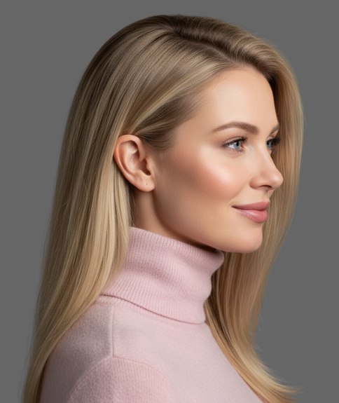 Classic straight long hairstyle