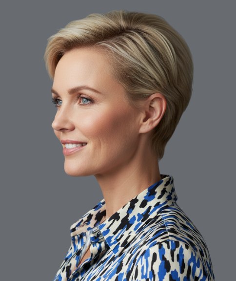 Modern pixie cut - Side view