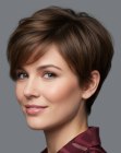 Brown layered pixie cut