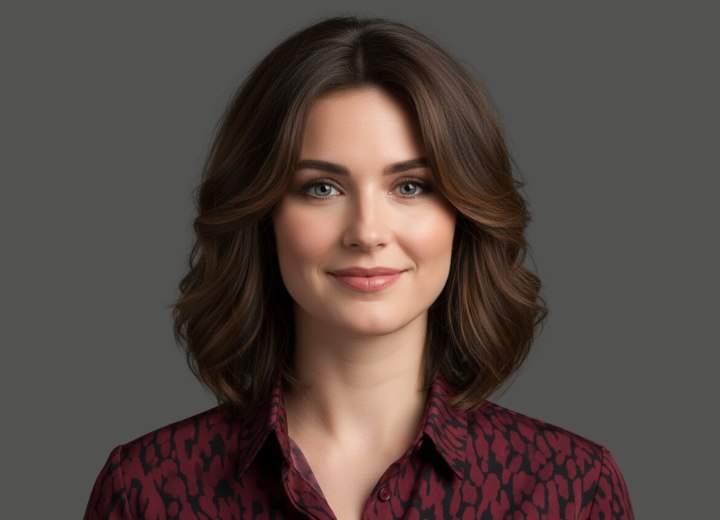Long wavy bob hairstyle with layering