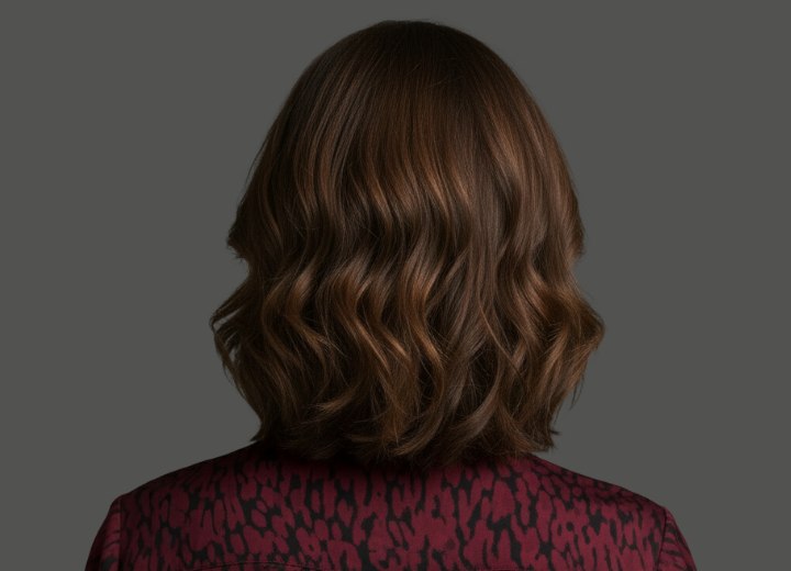 Medium-length hairstyle with layaering and waves
