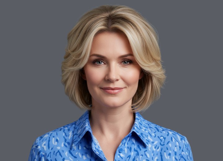 Youthful blonde bob with waves