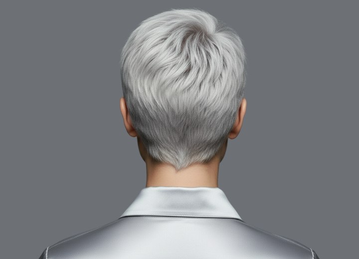 Pixie cut for gray hair - Back view