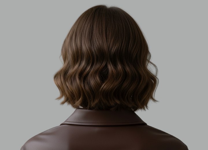 Semi-long wavy hairstyle - Back view