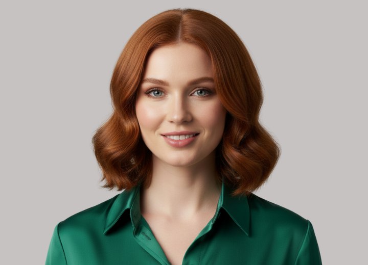 Flattering semi-long hairstyle with romantic waves