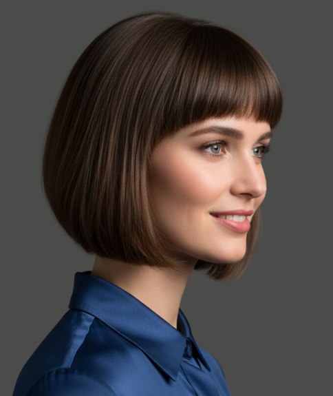 Just below the jaw line bob cut - Side view
