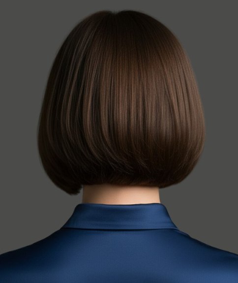 Bob haircut that gradually angles forward - Back view