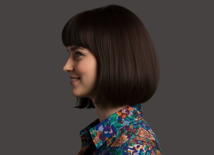 Bob with the back longer than the front - Side view