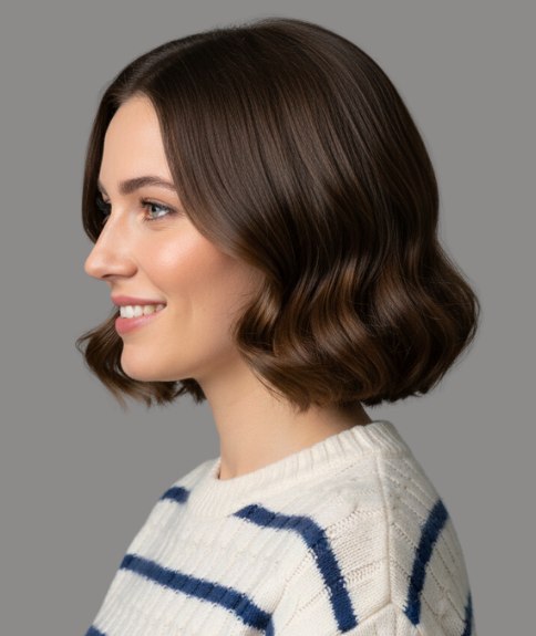 Halfway the neck bob cut - Side view