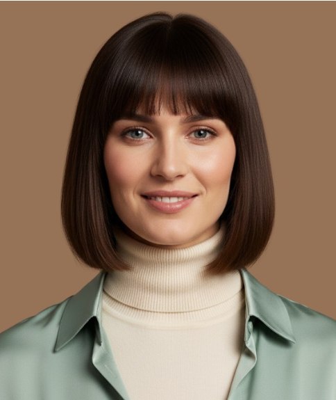 Blunt-cut below the jawline bob