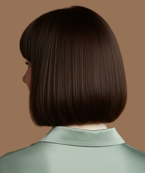 Bob with straight styling - Back view