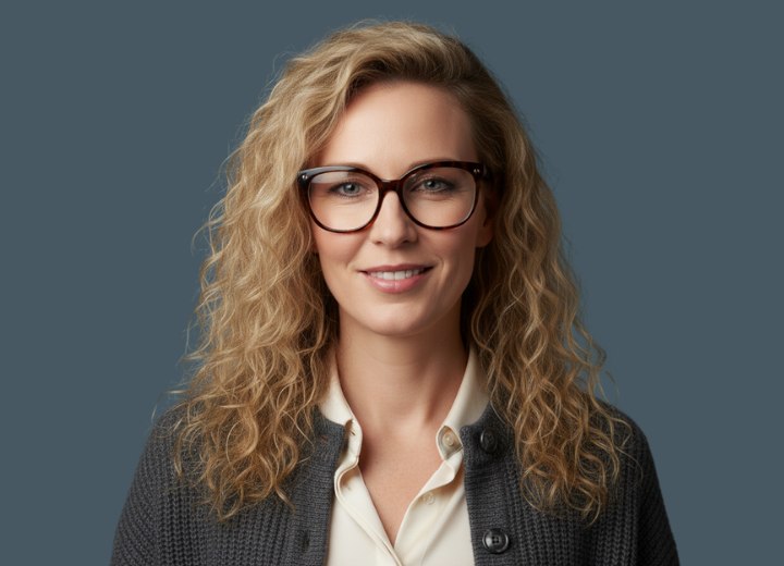 Voluminous long curly hair with multiple blonde tones