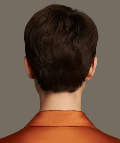 Pixie haircut with volume on the crown - Back view