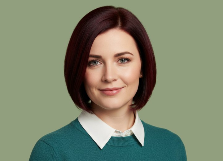 Below the chin bob with a side part