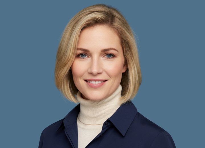 Long blonde bob cut with movement