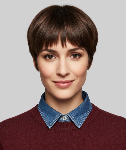 Contemporary pixie cut with layered hair