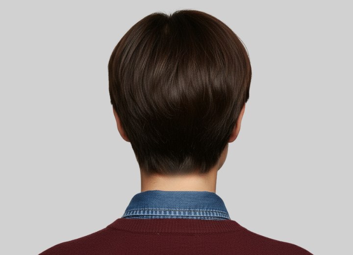 Pixie cut with a tapered back - Back view