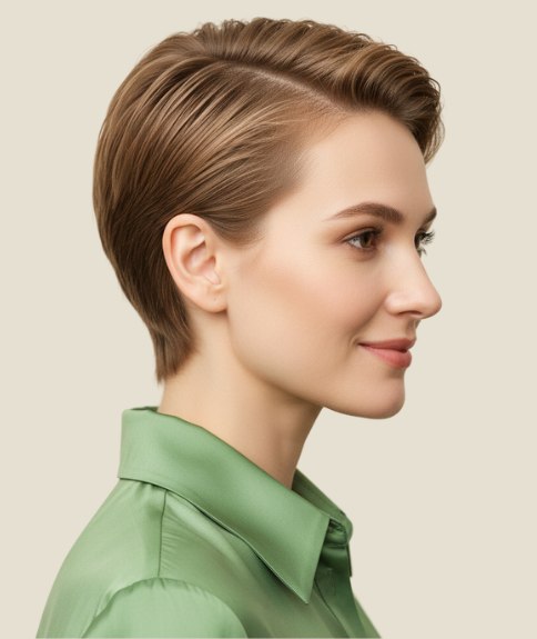 Short and feminine hairstyle - Side view