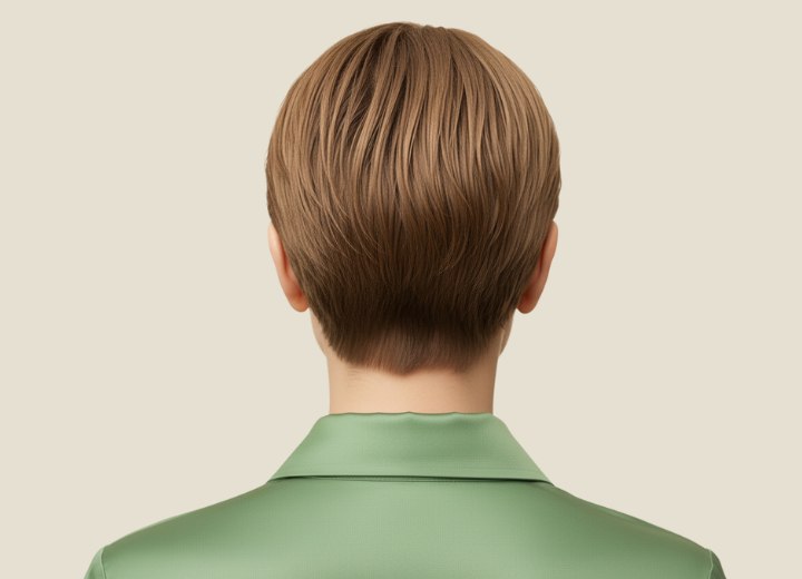 Short light brown hair with highlights - Back view