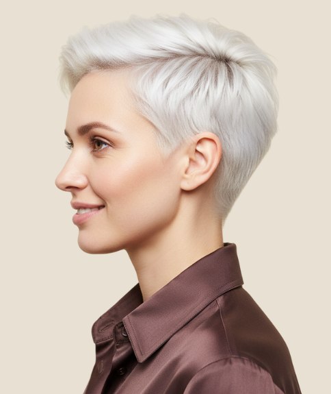 Very short back and sides haircut for women - Side view