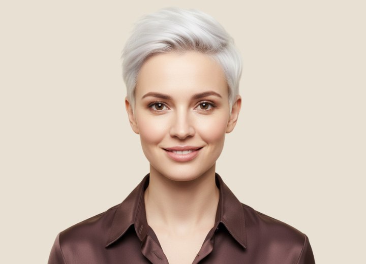 Ultra-short fashion-forward blonde hair for women