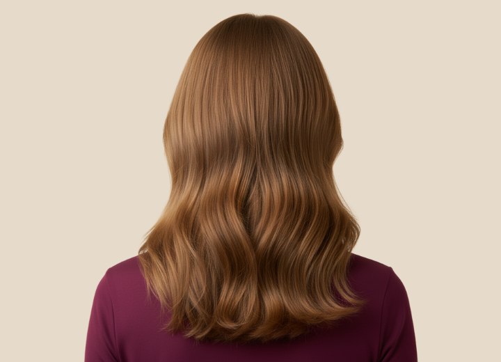 Long brown hair with caramel undertones - Back view