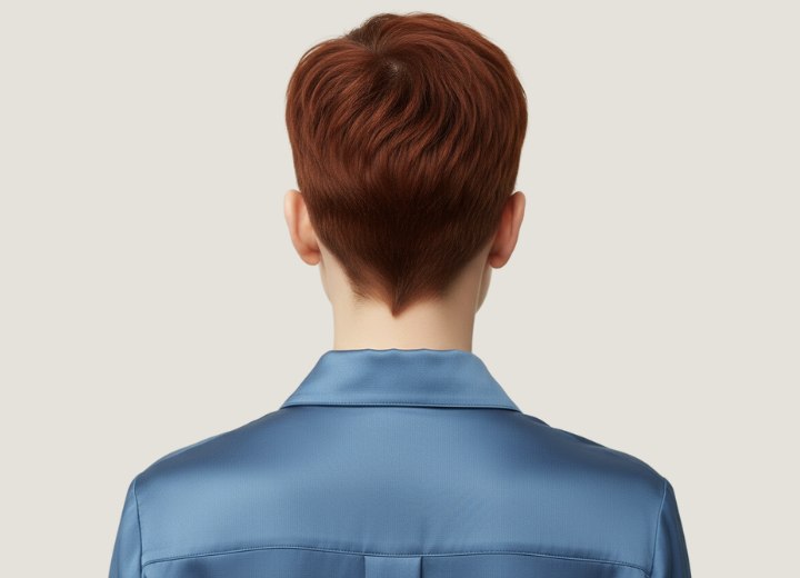 Short, auburn hair with copper undertones - Back view