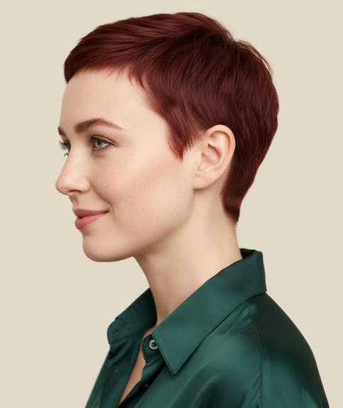 Very short pixie cut with a modern appeal - Side view