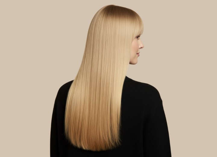Modern ling blonde hair - Back view