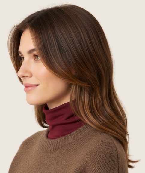 Long hairstyle with soft, loose waves - Side view