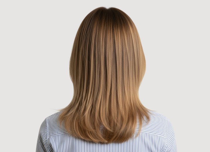 Soft and feminine long hair - Back view