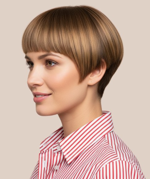 Modern bowl cut hair - Side view