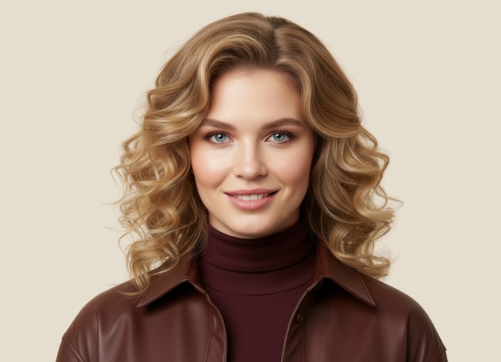 Past the shoulders hairstyle with waves and volume