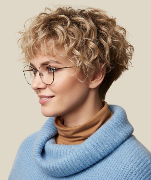 Short curly bob - Side view
