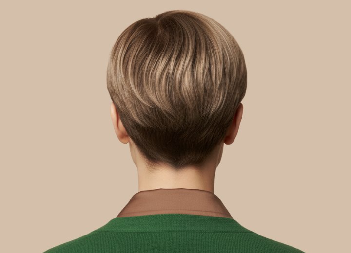 Short brown hair with blonde highlights - Back view