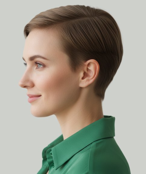 Beautiful, classic pixie cut - Side view