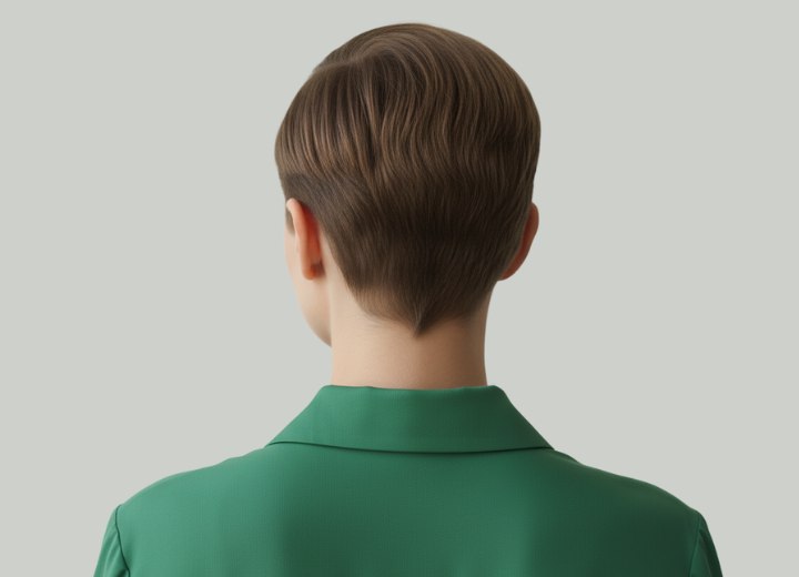 Pixie cut with a very short neckline - Back view
