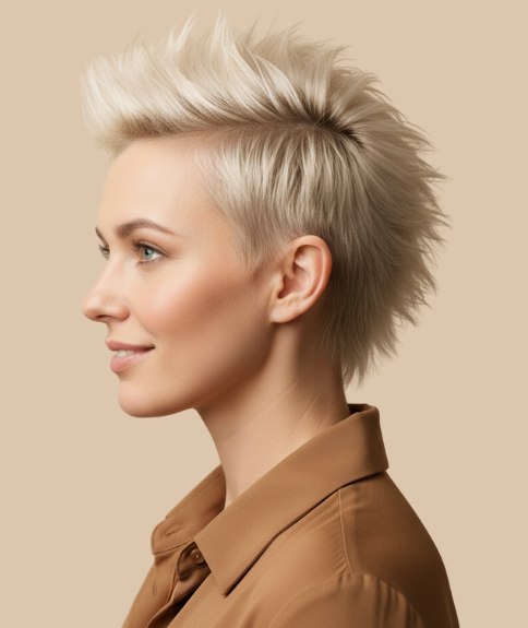 Daring, short and spiky hairstyle - Side view