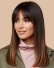 Long hair with curtain bangs