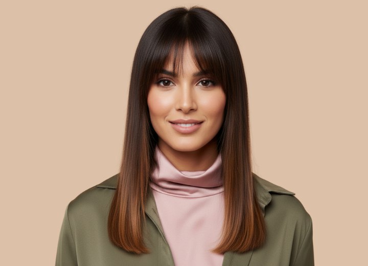 Romantic, below the shoulders hair that frames the face