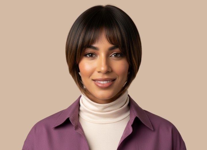 Short, graduated bob with an angled silhouette