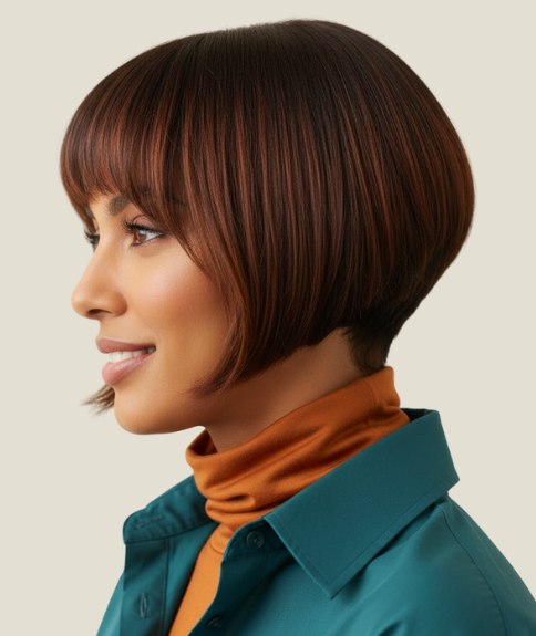Daring short bob with a clipper cut nape - Side view
