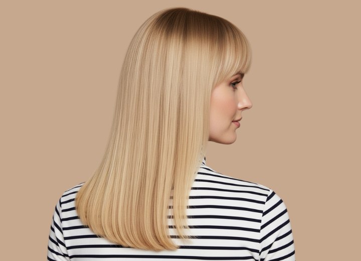 Long blonde hair with golden undertones - Back view