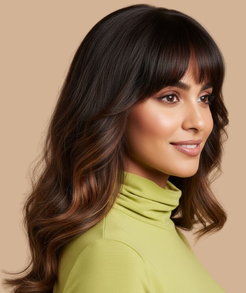 Long hair with layering - Side view