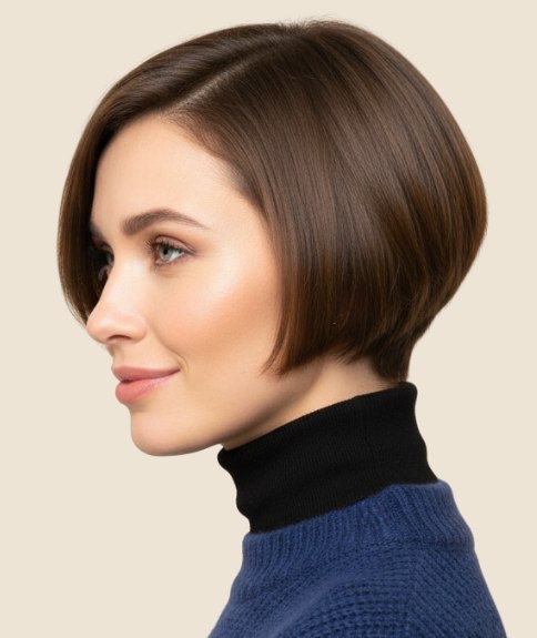 Shorter in the back bob cut - Side view