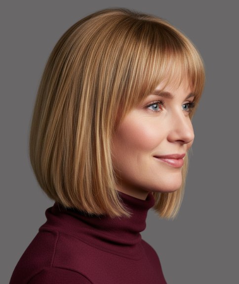 Middle of the neck bob - Side view