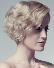 short wavy bob with an angled silhouette