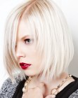 blonde bob with angled and tapered lines