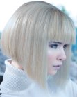 platinum A-line bob with an undercut