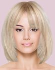 long blonde bob with bangs